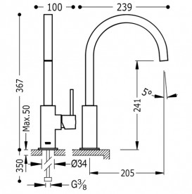 Смеситель для кухни Tres Top Tres colors однорычажный фиолетовый/хром 130497VI