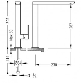 Смеситель для кухни Tres Top Tres colors однорычажный оранжевый/хром 20044001NA