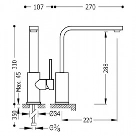 Смеситель для кухни Tres Top Tres colors однорычажный матовое золото 062435OM
