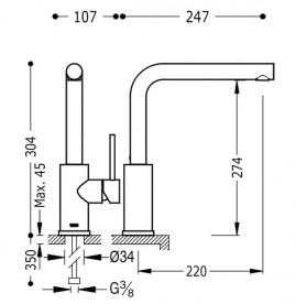 Змішувач для кухні Tres Top Tres colors одноважільний чорний сталь 06243601AC