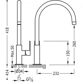 Смеситель для кухни Tres Top Tres colors однорычажный фиолетовый/хром 20044002VI