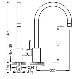 Смеситель для кухни Tres Top Tres colors однорычажный сталь 56244003