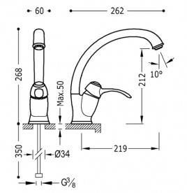 Смеситель для кухни Tres Top Tres colors с выдвижной лейкой фиолетовый/хром 00648701VI