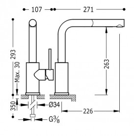 Смеситель для кухни Tres Top Tres colors с выдвижной лейкой  сталь 56243703