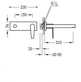 Змішувач для кухні Tres Top Tres colors одноважільний настінний сталь 20520041AC