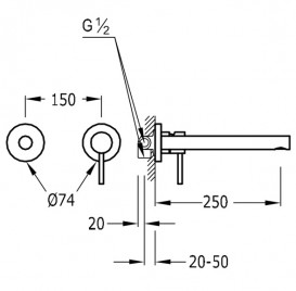 Змішувач для кухні Tres Top Tres colors одноважільний настінний сталь 06220003AC