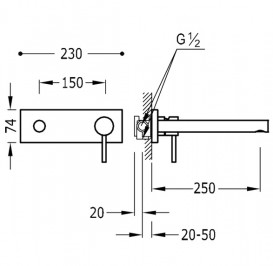 Змішувач для кухні Tres Top Tres colors одноважільний настінний сталь 062200AC