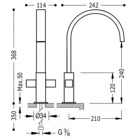 Смеситель для кухни Tres Top-Tres двухвентильный хром 108498