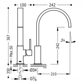 Смеситель для кухни Tres Top Tres однорычажный хром 130498