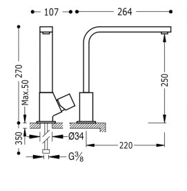 Змішувач для кухні Tres Top-Tres одновентільний хром 107440