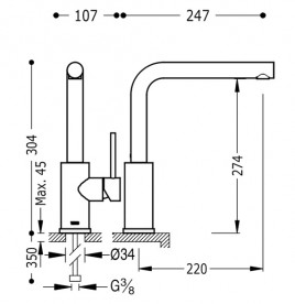 Смеситель для кухни Tres Top-Tres однорычажный хром 162436