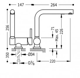 Смеситель для кухни Tres Top-Tres однорычажный наклоняемый хром 130335