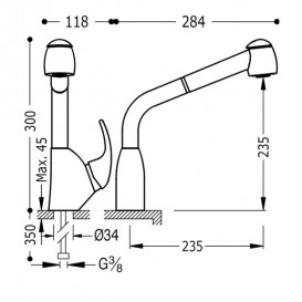 Смеситель для кухни Tres Top-Tres однорычажный с выдвижной лейкой хром 03044401