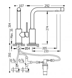 Змішувач для кухні Tres Top-Tres одноважільний з фільтром хром 162453