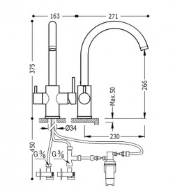 Смеситель для кухни Tres Top-Tres однорычажный с фильтром хром 03035501