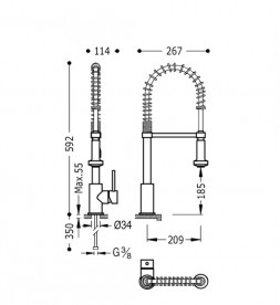 Смеситель для кухни Tres Top-Tres однорычажный с выдвижной лейкой хром 130493