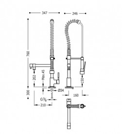 Смеситель для кухни Tres Top-Tres однорычажный с выдвижной лейкой хром 130495