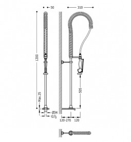 Смеситель для кухни Tres Top-Tres однорычажный с выдвижной лейкой белый хром 130481