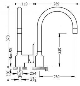 Смеситель для кухни Tres Top-Tres с выдвижной лейкой хром 114444