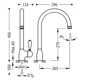 Змішувач для кухні Tres Top-Tres з висувною лійкою хром 130432