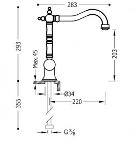 Змішувач для кухні Tres Tres-Сlasic color одноважільний зістарена латунь 24234101LV