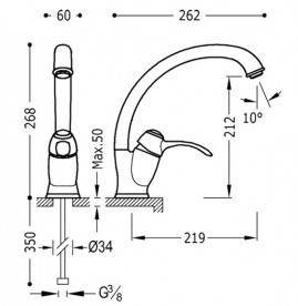 Змішувач для кухні Tres Tres-Сlasic одноважільний хром 24244101