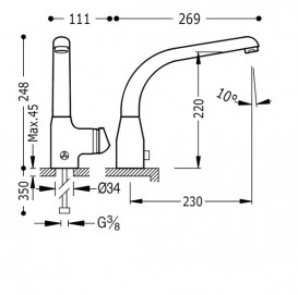 Смеситель для кухни Tres Trestronic электронный хром 192445
