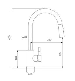 Змішувач для кухні VBI Flusso одноважільний з висувною лійкою чорний VBI-055000BL