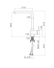 Смеситель для кухни Vema однорычажный нержавеющая сталь V19022AC005