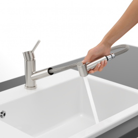 Смеситель для кухни Villeroy & Boch Como Switch с выдвижной лейкой сплошная нержавеющая сталь 927200LC