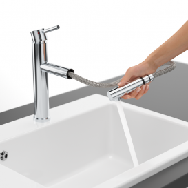 Змішувач для кухні Villeroy & Boch Como Sky Shower з висувною лійкою нержавіюча сталь полірована 927900LE