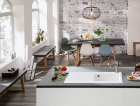 Смеситель для кухни Villeroy & Boch Junis Sky Shower с выдвижной лейкой сплошная нержавеющая сталь 928200LC