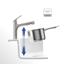 Смеситель для кухни Villeroy & Boch Junis Sky Shower с выдвижной лейкой сплошная нержавеющая сталь 928200LC