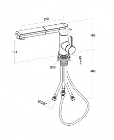 Смеситель для кухни Villeroy & Boch Sorano Shower с выдвижной лейкой сплошная нержавеющая сталь 926800LC