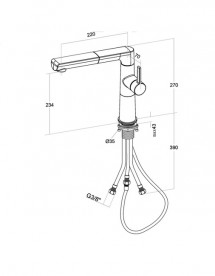 Смеситель для кухни Villeroy & Boch Sorano Sky Shower с выдвижной лейкой сплошная нержавеющая сталь 926900LC