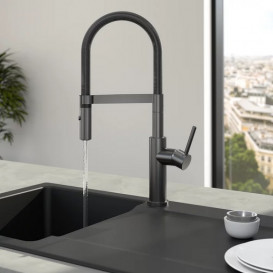 Змішувач для кухні Villeroy & Boch Steel Expert 2.0 з висувною лійкою антрацит 92800005