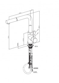 Змішувач для кухні Villeroy & Boch Steel Shower з висувною лійкою суцільна антрацит 96970105