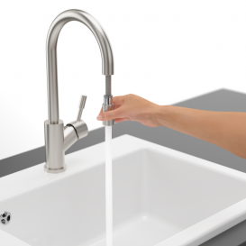 Змішувач для кухні Villeroy & Boch Umbrella Flex з висувною лійкою суцільна нержавіюча сталь 925400LC