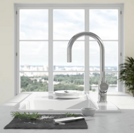 Змішувач для кухні Villeroy & Boch Umbrella Flex з висувною лійкою нержавіюча сталь полірована 925400LE