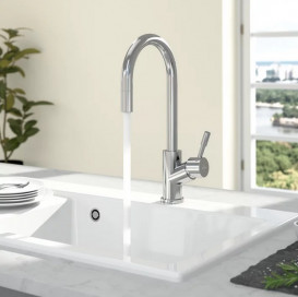 Змішувач для кухні Villeroy & Boch Umbrella Flex з висувною лійкою нержавіюча сталь полірована 925400LE