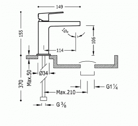 Смеситель для раковина Tres Project-Tres черный 21110301NMD