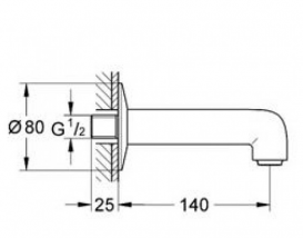 Смеситель для раковины однорычажный настенный Grohe коллекция BauClassic хром 20292000