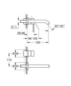 Смеситель для раковины однорычажный настенный Grohe коллекция Essence+ хром 19408001