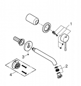 Смеситель для раковины однорычажный настенный Grohe коллекция Essence+ хром 19408001