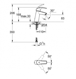 Змішувач для раковини одноважеля Grohe колекція Eurosmart New хром 23323001