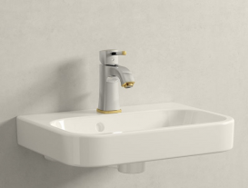 Смеситель для раковины однорычажный с донным клапаном Grohe коллекция Grandera хром/золото 23303IG0