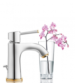 Смеситель для раковины однорычажный с донным клапаном Grohe коллекция Grandera хром/золото 23303IG0