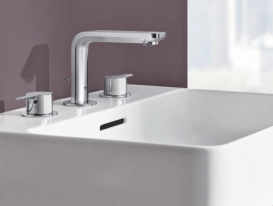 Смеситель для раковины двухрычажный с донным клапаном скрытый Grohe Lineare хром 20304001