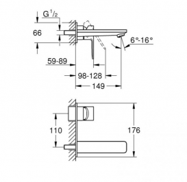 Змішувач для раковини одноважеля настінний прихований Grohe колекція Lineare хром 19409001