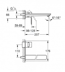 Смеситель для раковины однорычажный настенный скрытый Grohe коллекция Lineare хром 23444001